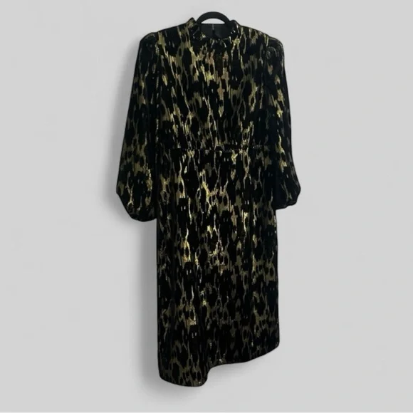 Tuckernuck Pomander Place New Metallic Velvet burnout Samantha dress gold sz 10 - Picture 3 of 9